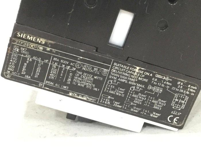 Used SIEMENS Contactor 3TF3400-0B #104232