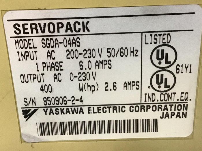 Used YASKAWA Servo Pack SGDA-04AS #138215