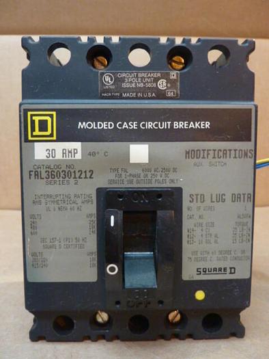 Used SQUARE D 30 Amp Circuit Breaker FAL360301212 USED