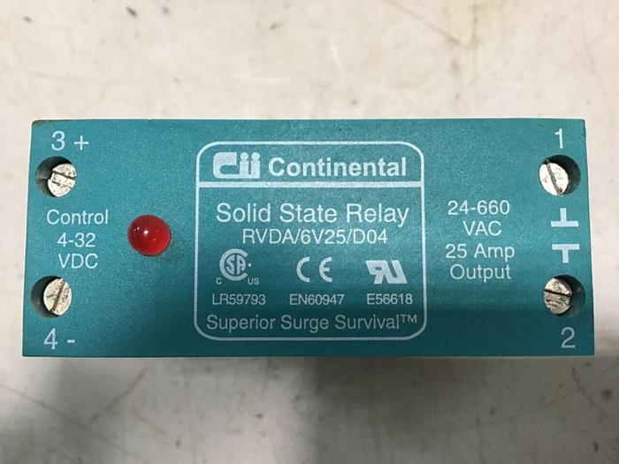 Used CONTINENTAL INDUSTRIES Solid State Relay RVDA/6V25/D04 Used