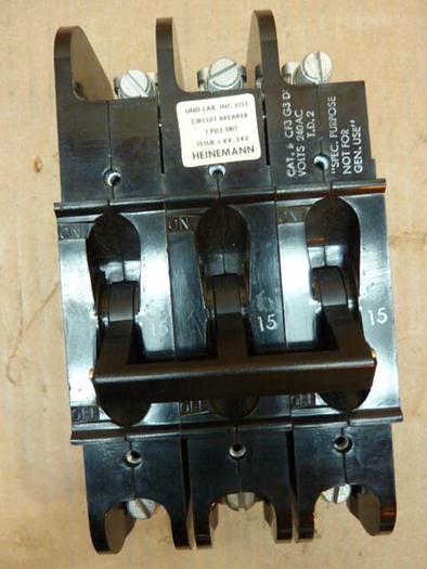 Used HEINEMANN 15 Amp Circuit Breaker CF3 G3-D #28442