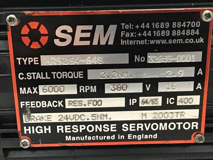 Used SEM High Response Servo Motor HR92E4-64S Used
