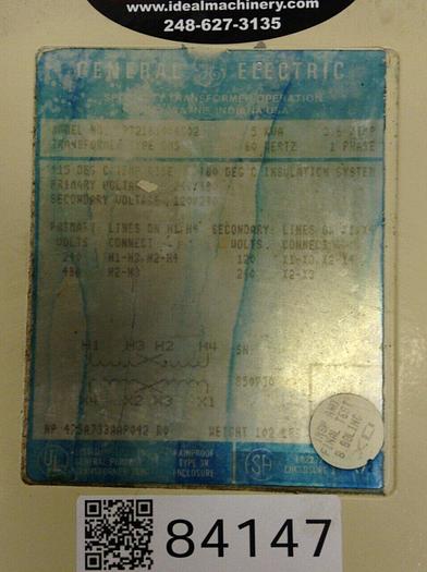 Used GENERAL ELECTRIC 5 kVA Transformer 9T21B1004G02 #84147