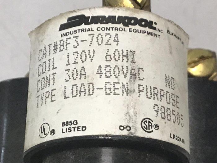 Used DURAKOOL Contactor Relay BF3-7024 #127440