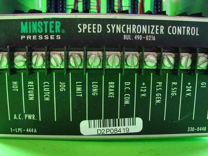 Used MINSTER Speed Control 490-0216 #8299