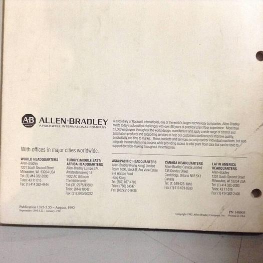 Used ALLEN BRADLEY Installation Manual 1395-5.55 #70841