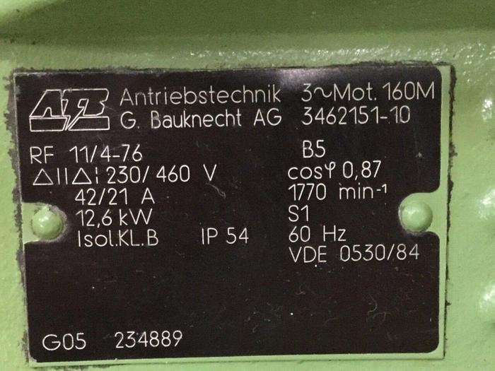 Used ANTRIEBSTECHNIK 17 HP Motor 3462151-10 #105148