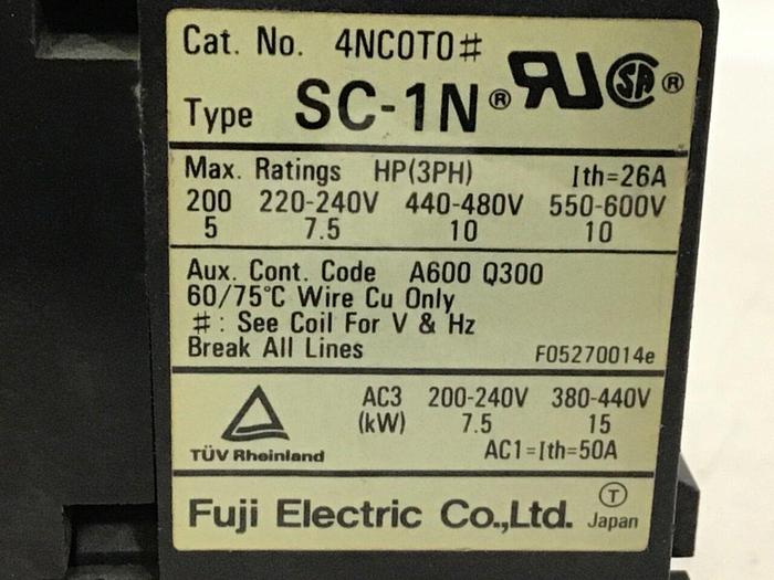Used FUJI ELECTRIC Magnetic Contactor SC-1N #112408