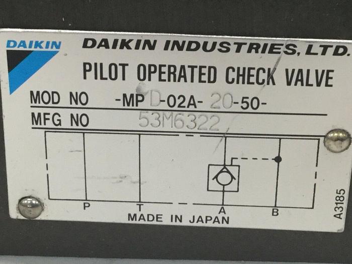 Used DAIKIN Pilot Operated Check Valve MPD-02A-20-50 #105271