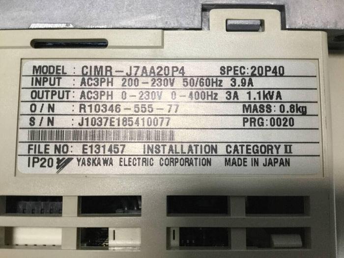 Used YASKAWA VS Mini J7 Inverter CIMR-J7AA20P4 #101129