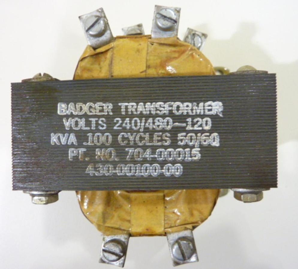 Used BADGER 0.100 kVA Transformer 704-00015 USED