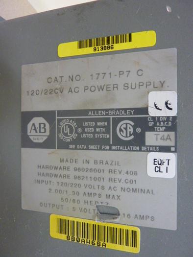 Used ALLEN BRADLEY Power Supply 1771-P7 SER C #46895
