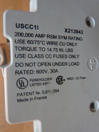 Used FERRAZ SHAWMUT 30 Amp Fuse Holder USCC1I #31245