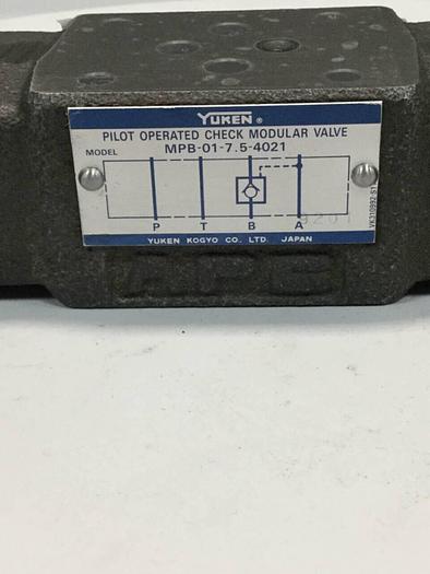 Used YUKEN Pilot Operated Check Modular Valve MPB-01-7.5-4021 #97035