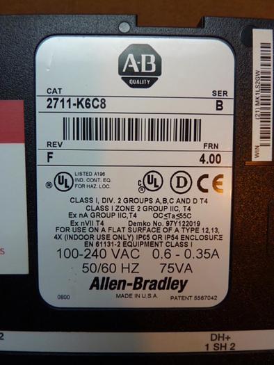 Used ALLEN BRADLEY Operator Interface 2711-K6C8X Used