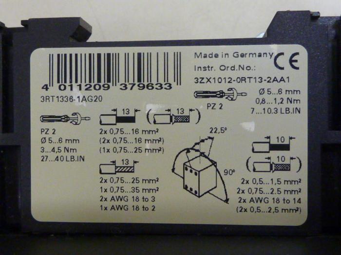 Used SIEMENS Contactor 3RT1336-1AG20 #63239