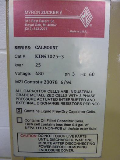 Used MYRON ZUCKER Power Capacitor KIM43025-3 #59372