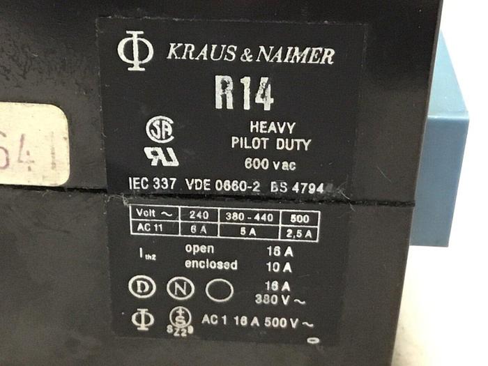 Used KRAUS & NAIMER Contactor R14 #124157
