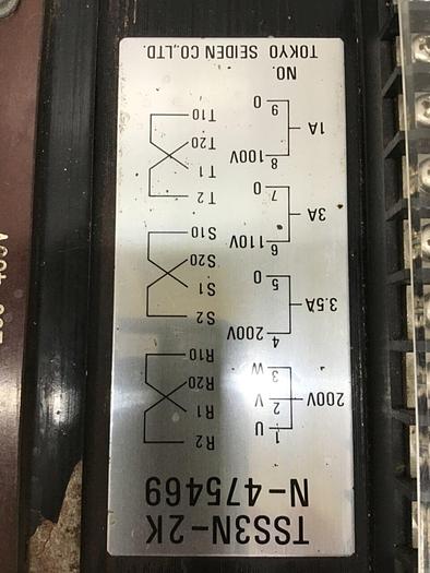 Used TOKYO SEIDEN 2 kVA Transformer TSS3N-2K #130140