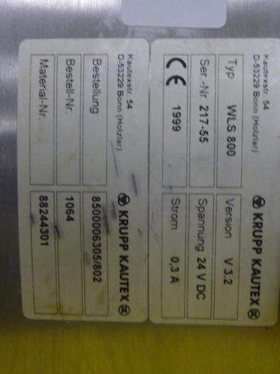 Used KRUPP KAUTEX Stainless Steel Hopper WLS 800 #53569