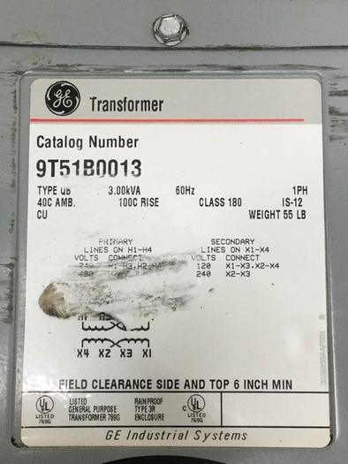 Used GENERAL ELECTRIC 3.00 kVA Transformer 9T51B0013 #106910