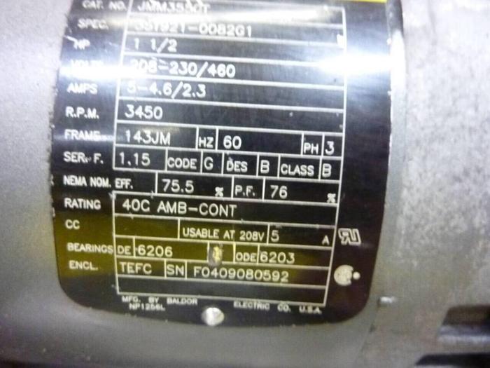 Used BALDOR 1.5 HP Industrial Motor JMM3550T #67242