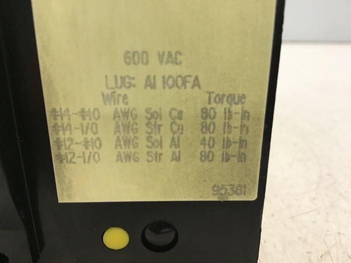 Used SQUARE D 100 Amp Circuit Breaker FAL3610018M #143986