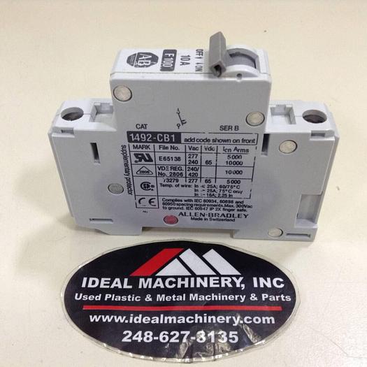 Used ALLEN BRADLEY 10 Amp Circuit Breaker 1492-CB1/F100 SER B #75155