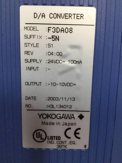 Used YOKOGAWA D/A Converter Module F3DA08-5N Used
