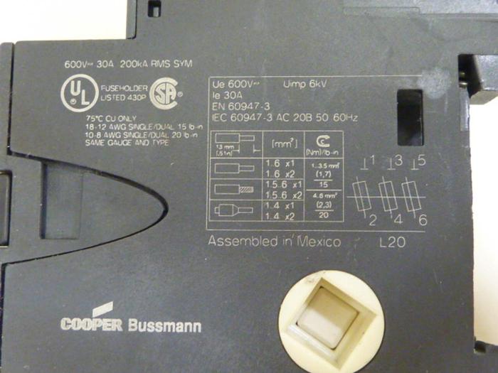 Used BUSSMANN 30 Amp Fuse Holder OPM-NG-SC3 #55467