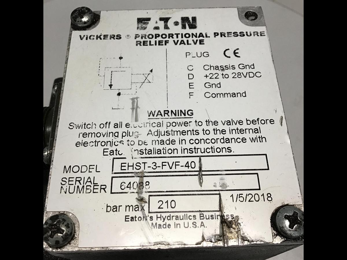 Used EATON VICKERS Pressure Control Valve EHST-3-FVF-40
