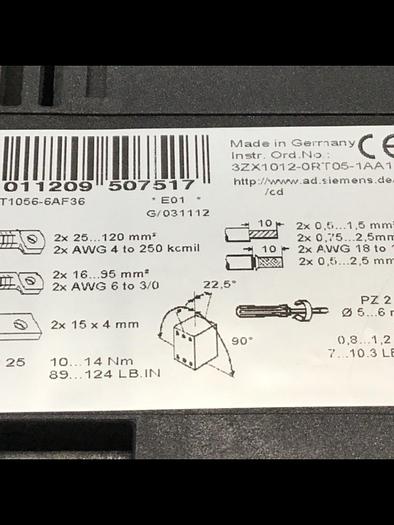 Used SIEMENS Power Contactor 3RT1056-6AF36 #122463