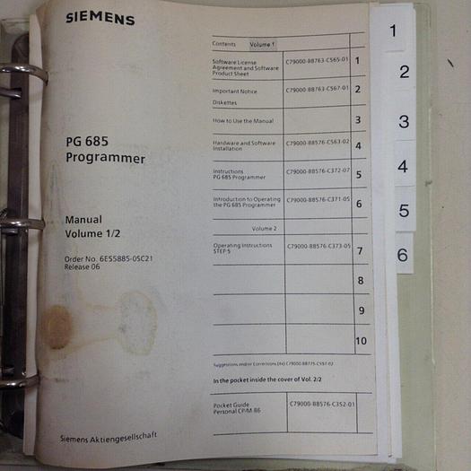 Used SIEMENS Manual 6ES5 885-OSC21 #70897