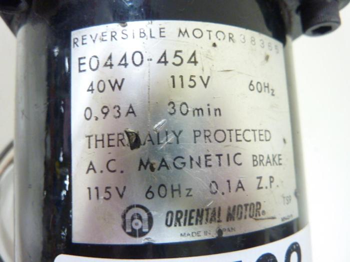 Used ORIENTAL MOTOR Reversible Motor E0440-454 #44502