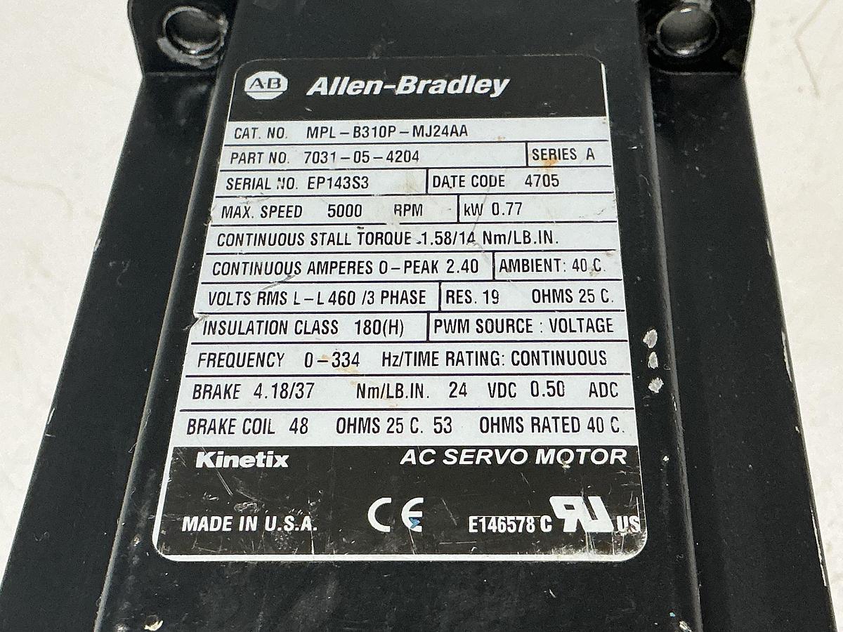 Used ALLEN BRADLEY MPL-B310P-MJ24AA