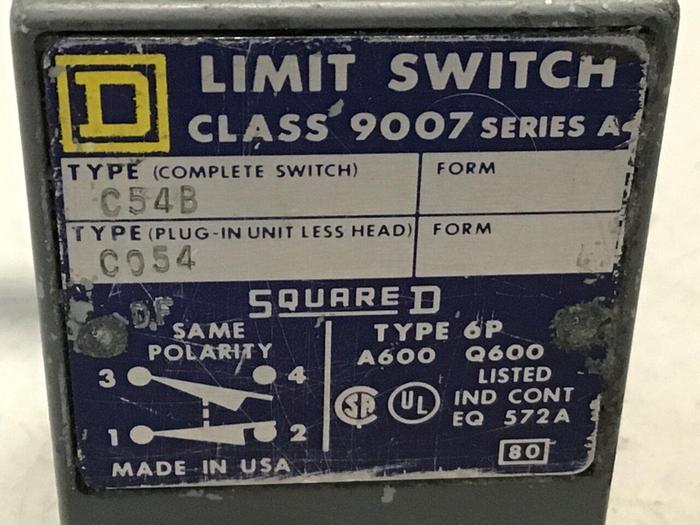 Used SQUARE D Limit Switch 9007-C54B #121684