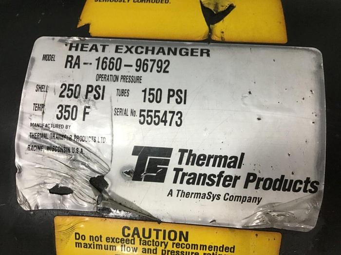Used THERMAL TRANSFER Heat Exchanger RA-1660-96792 Used