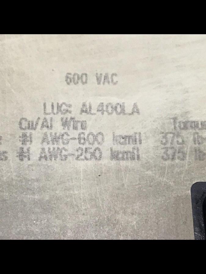Used SQUARE D 400 Amp Circuit Breaker LAL3640035M #144282