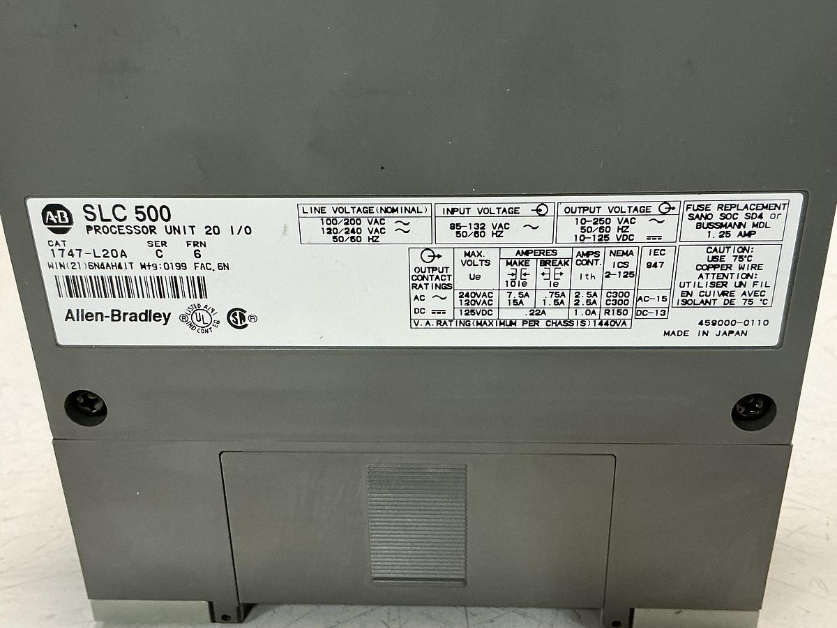 Used ALLEN BRADLEY 1747-L20A / 1746-A2 Power Supply & Rack USED #150827