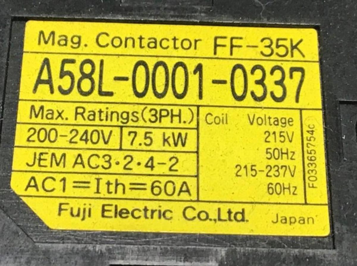 Used FUJI ELECTRIC Contactor A58L-0001-0337 USED