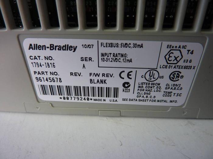 Used ALLEN BRADLEY Input Module 1794-IB16 SER A #50509
