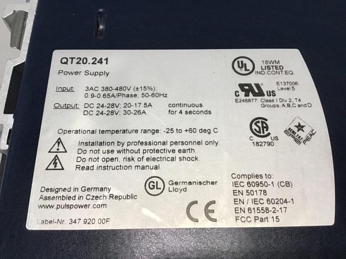 Used PULS Power Supply QT20.241 Used