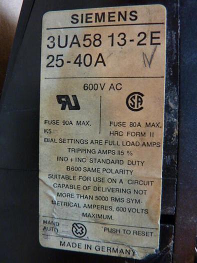 Used SIEMENS Overload Relay 3UA58 13-2E #27481