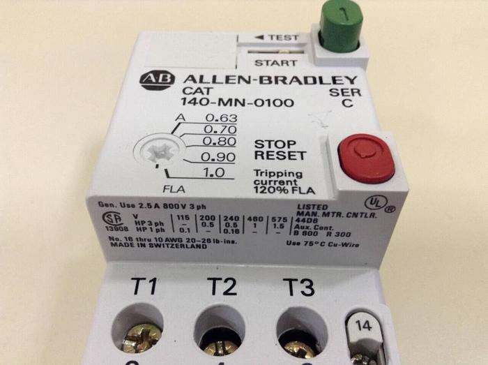 Used ALLEN BRADLEY Manual Motor Starter 140-MN-0100 SER C #79598
