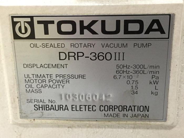 Used SHIBAURA Tokuda Rotary Vacuum Pump DRP-360III #104901