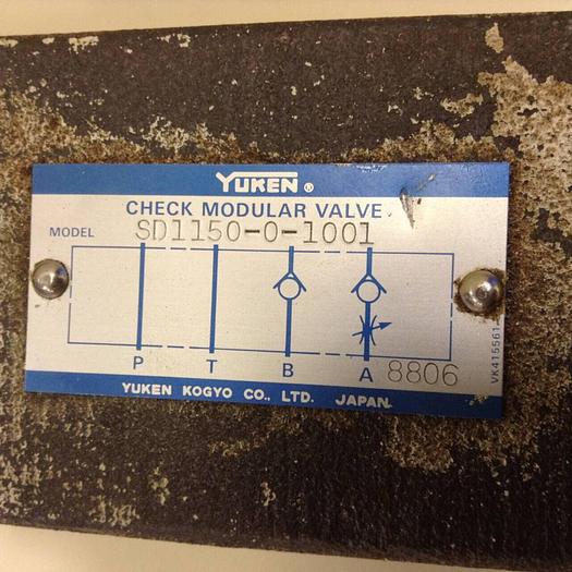 Used YUKEN Check Modular Valve SD1150-0-1001 #77779