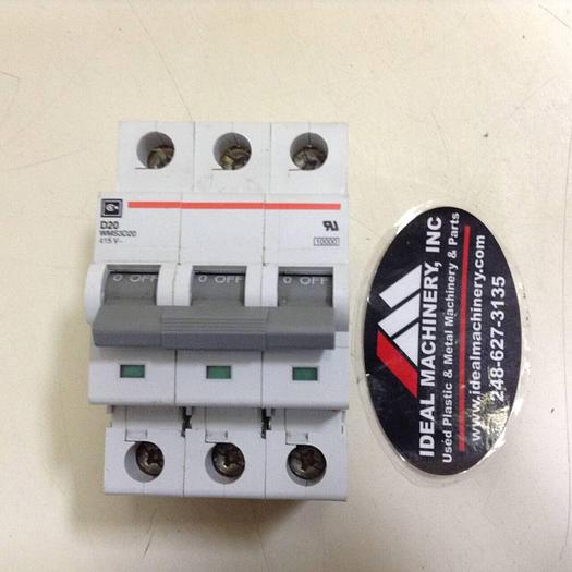 Used CUTLER HAMMER 20 Amp Circuit Breaker WMS3D20 #75773