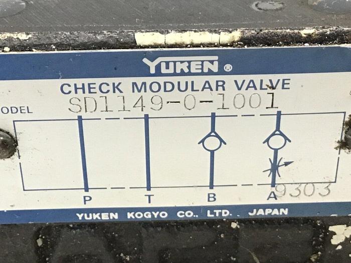 Used YUKEN Check Modular Valve SD1149-0-1001 #138065