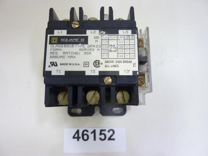 Used SQUARE D Contactor 8910-DPA23 #46152