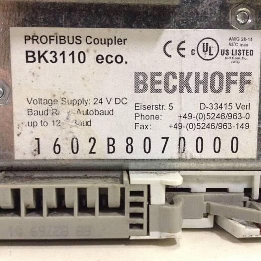 Used BECKHOFF Profibus Coupler BK3110 #86716